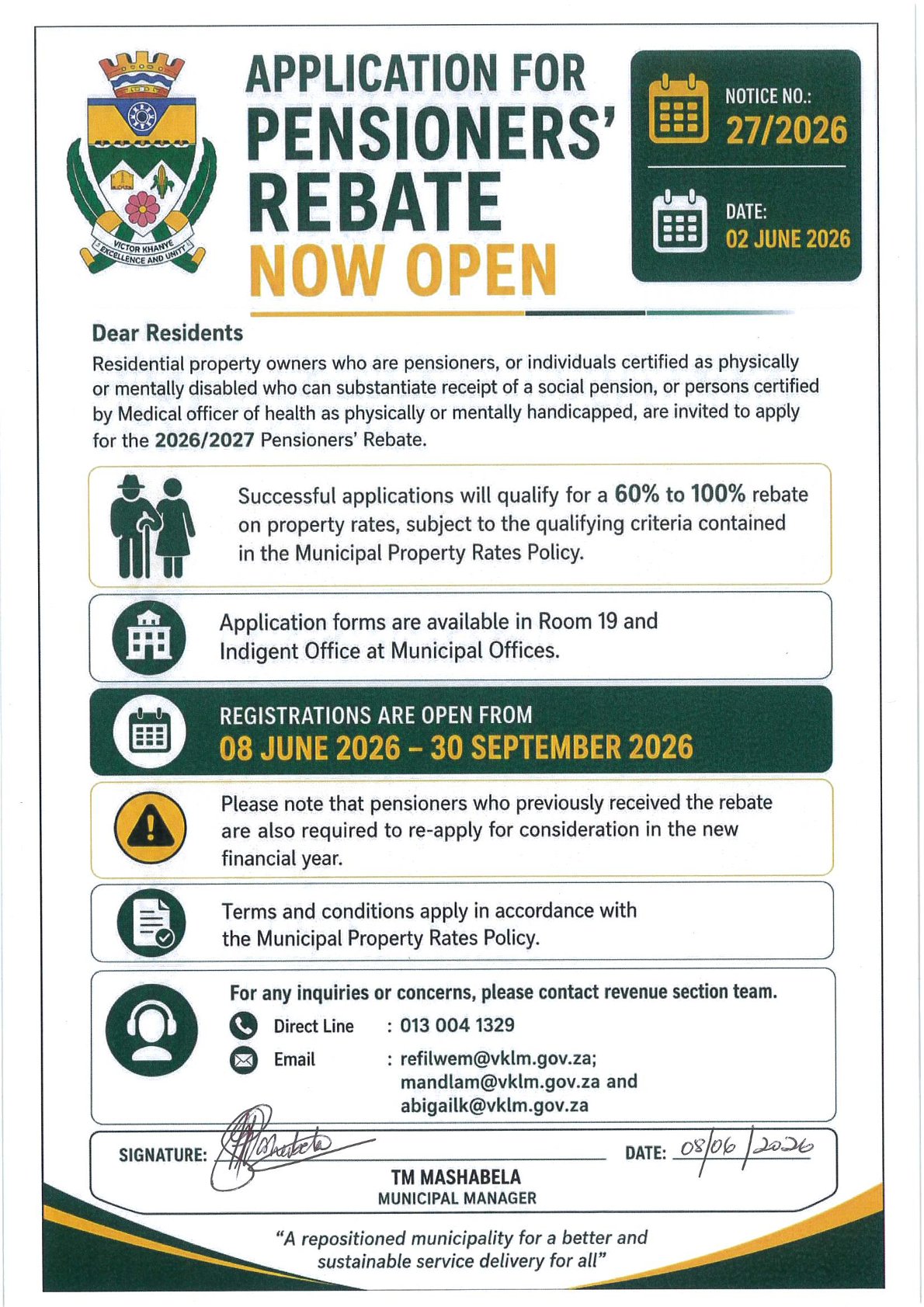 Pensioners rebate